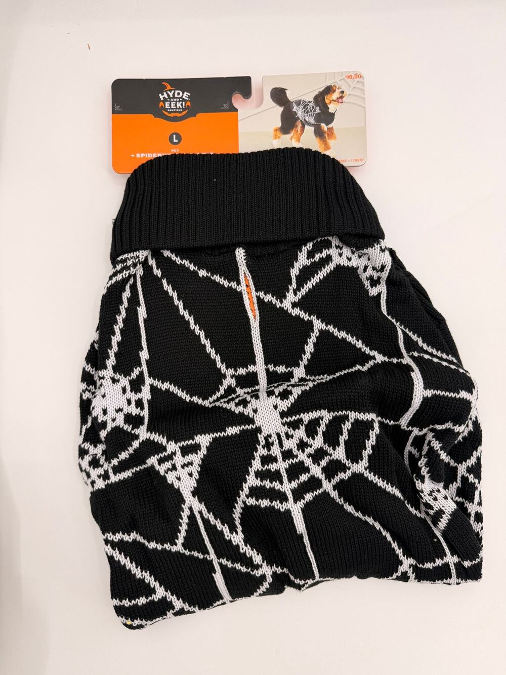 Hyde & EEK Pet Spiderweb Sweater Large Dog Halloween Costume Black